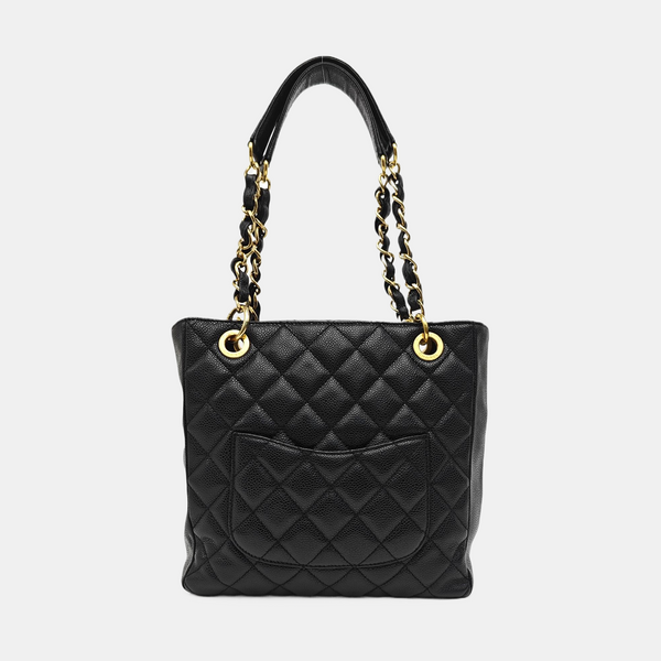 CHANEL PST Quilted Grained Calfskin Black