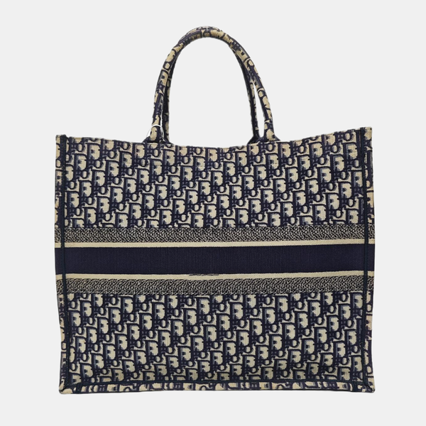 Book Tote Large Oblique Canvas Blue