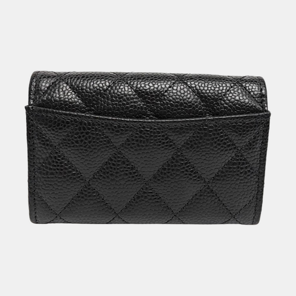 CLASSIC FLAP Quilted Grained Calfskin Black Wallet