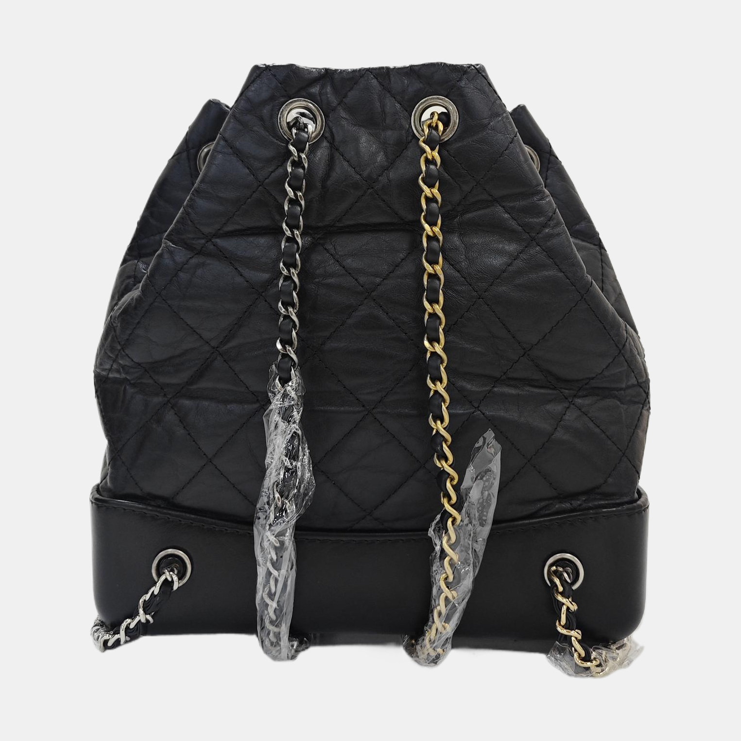 Quilted Calfskin Bucket Bag Black