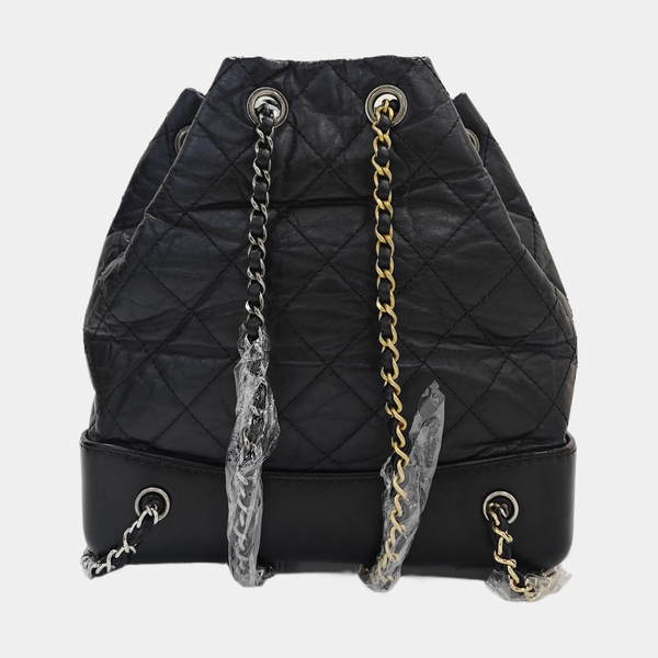 Quilted Calfskin Bucket Bag Black