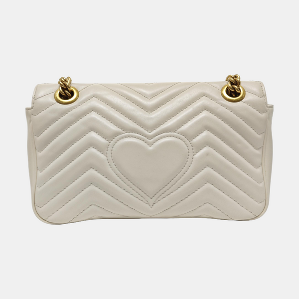 GG Marmont Medium Quilted Calfskin White