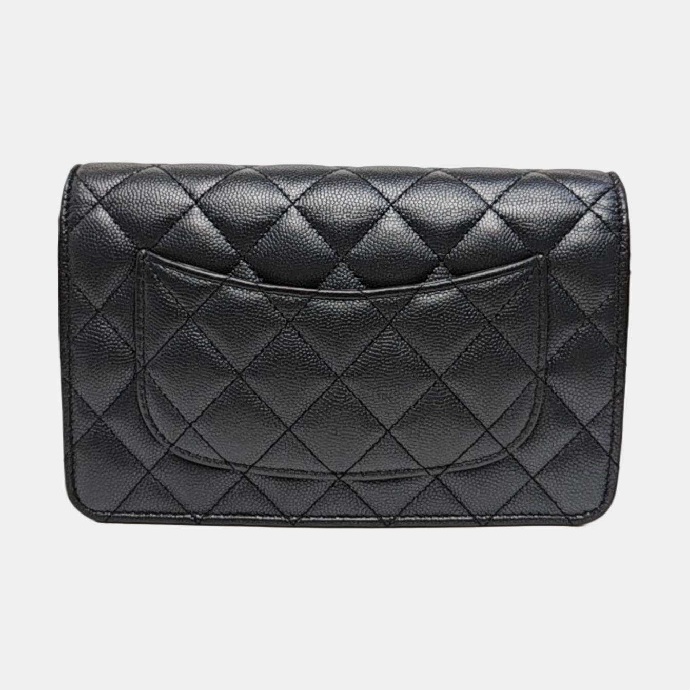 Quilted Grained Calfskin Shoulder Bag Black
