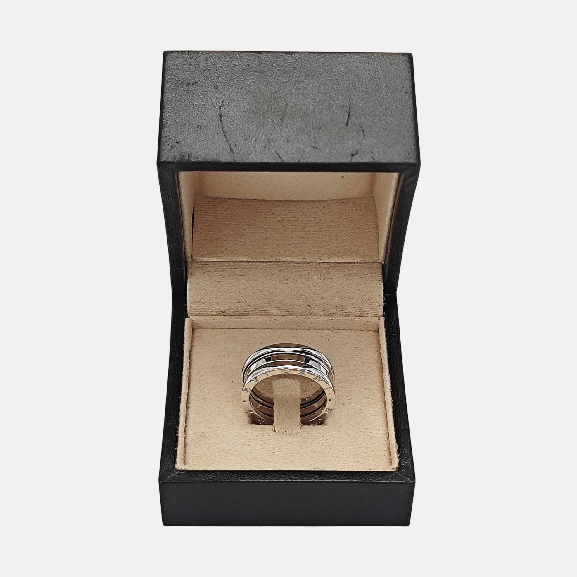B.ZERO1 18k White Gold Silver Ring EU 58
