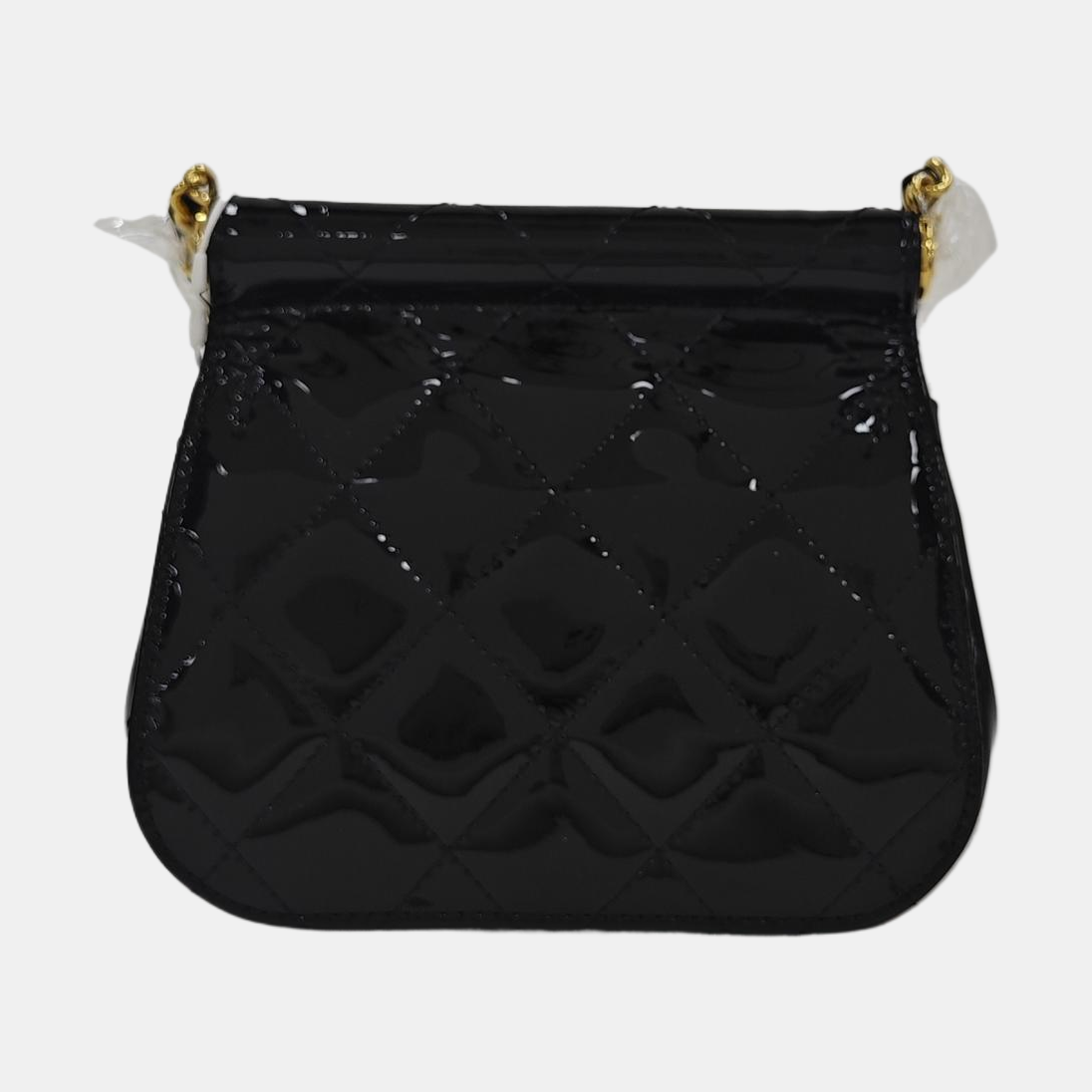 Quilted Patent Leather Shoulder Bag Black