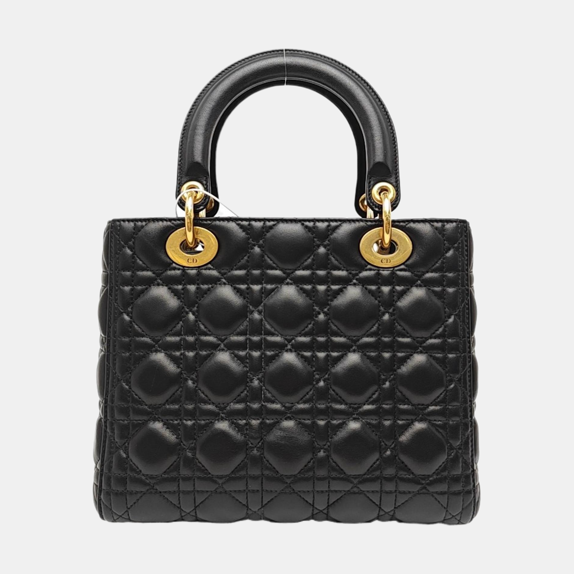 Lady Dior Medium Cannage Lambskin Black