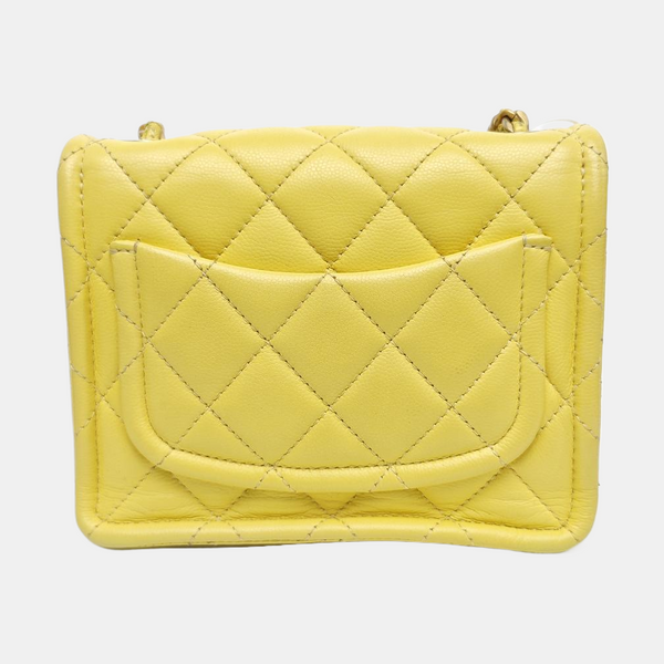 Quilted Grained Calfskin Shoulder Bag Yellow