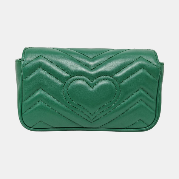 Authenticated pre-owned  GG Marmont Mini Quilted Calfskin Green - Shoulder Bag at Looply