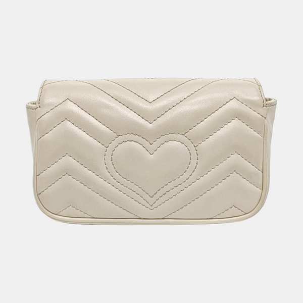 GG Marmont Mini Quilted Calfskin White