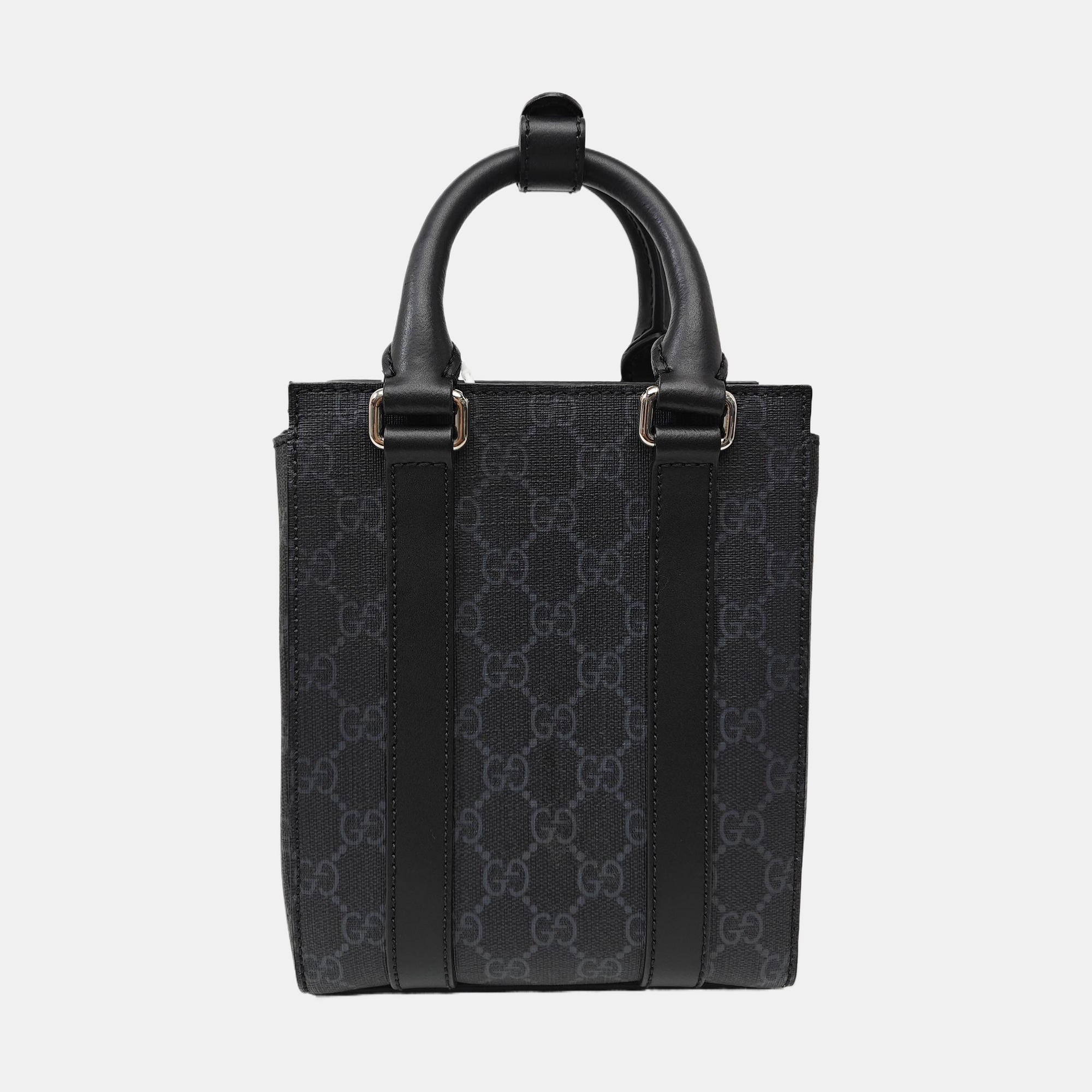 Coated Canvas Tote Bag Mini Black