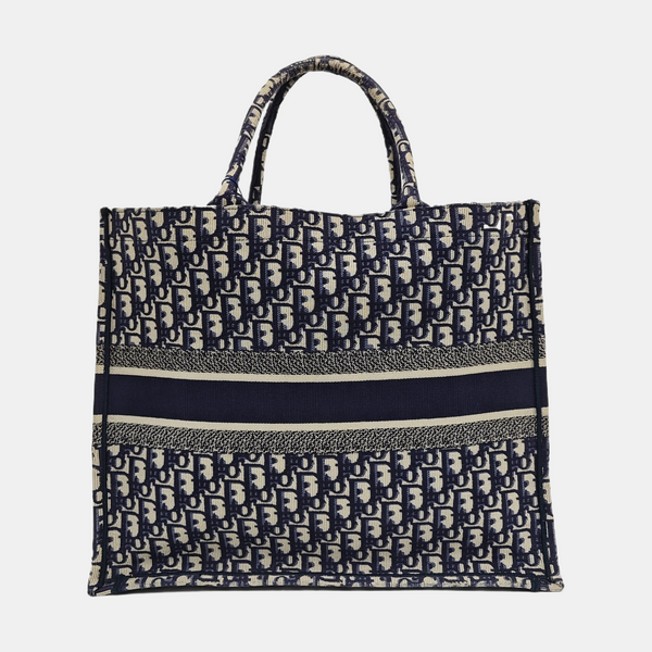 Book Tote Large Oblique Canvas Blue
