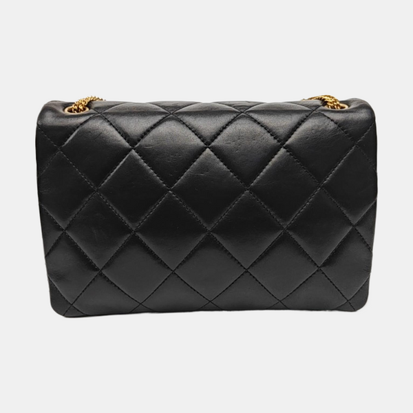 Quilted Lambskin Shoulder Bag Black