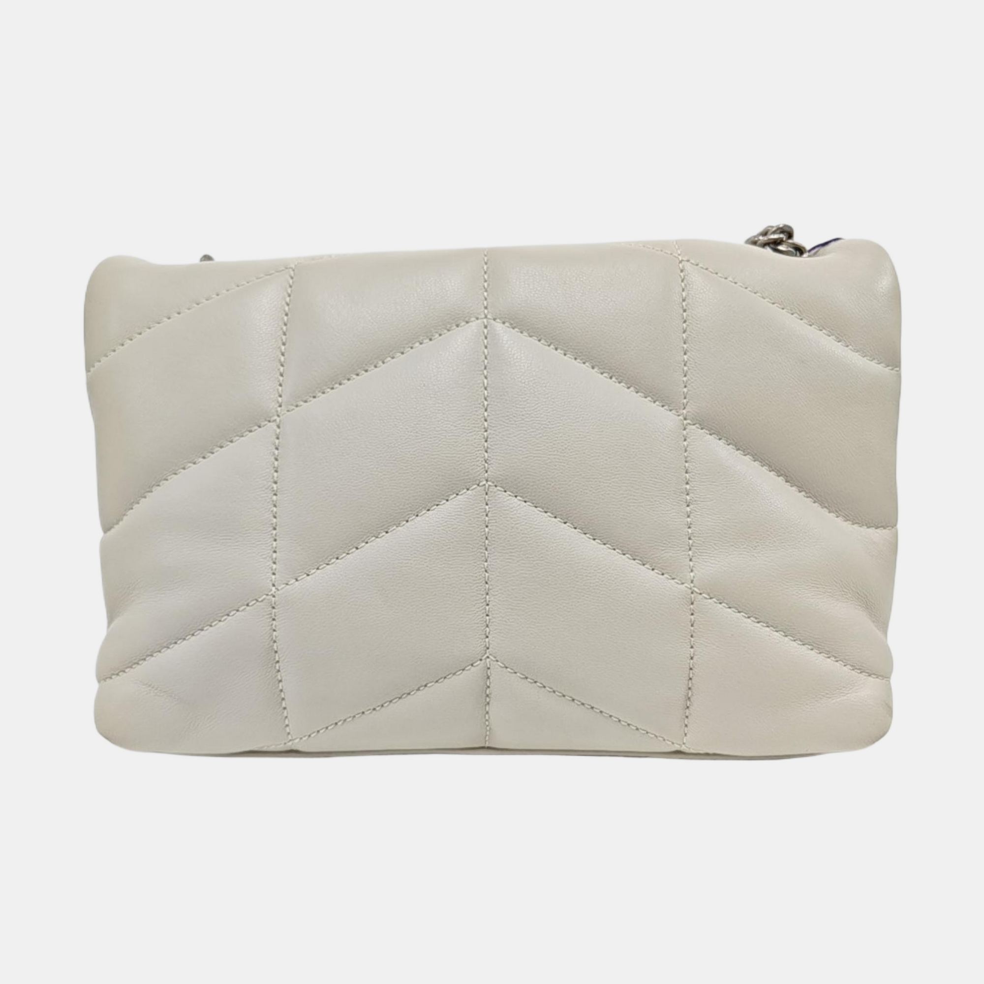 PUFFER Mini Chevron Lambskin White