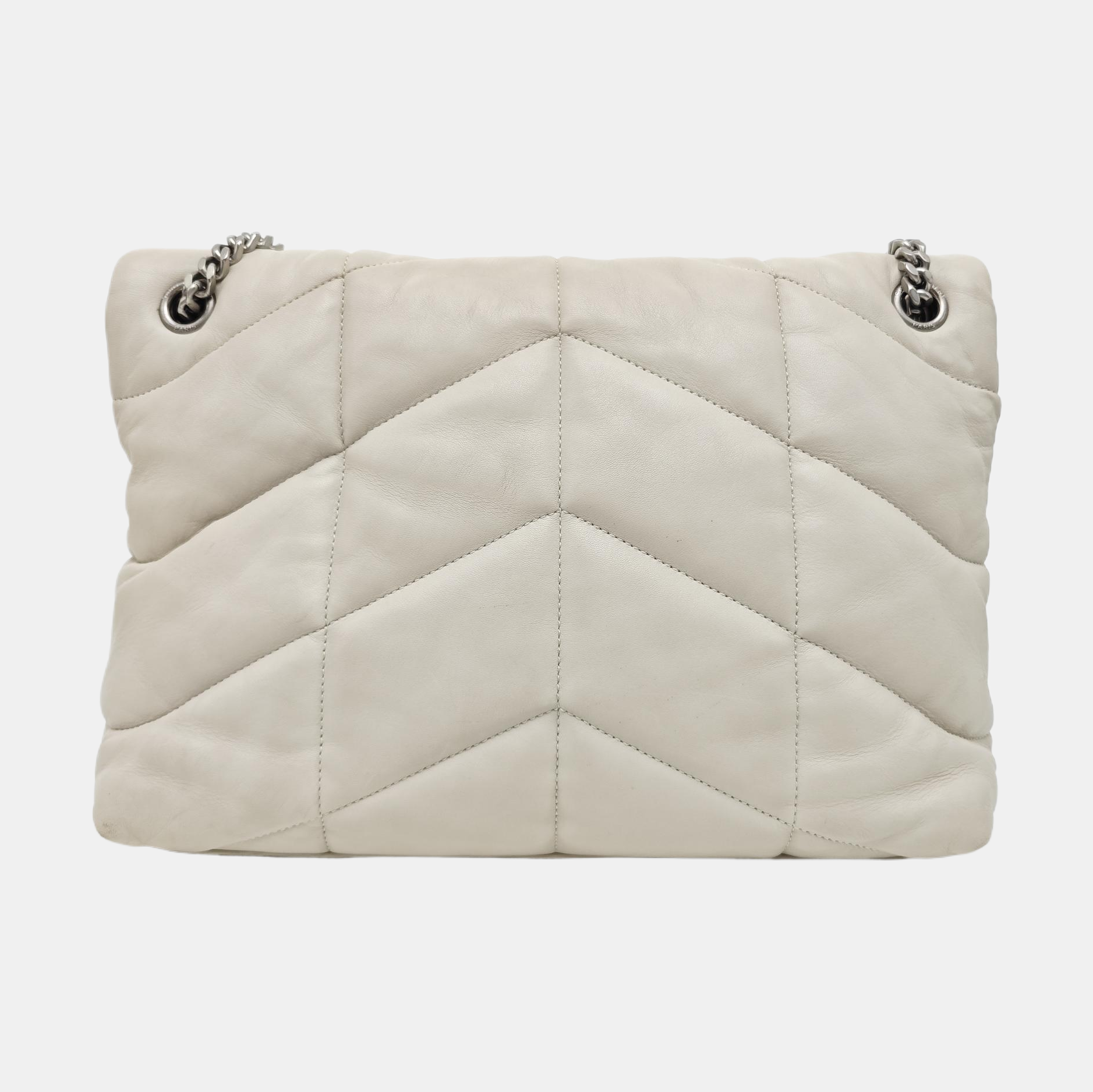 PUFFER Medium Quilted Lambskin White