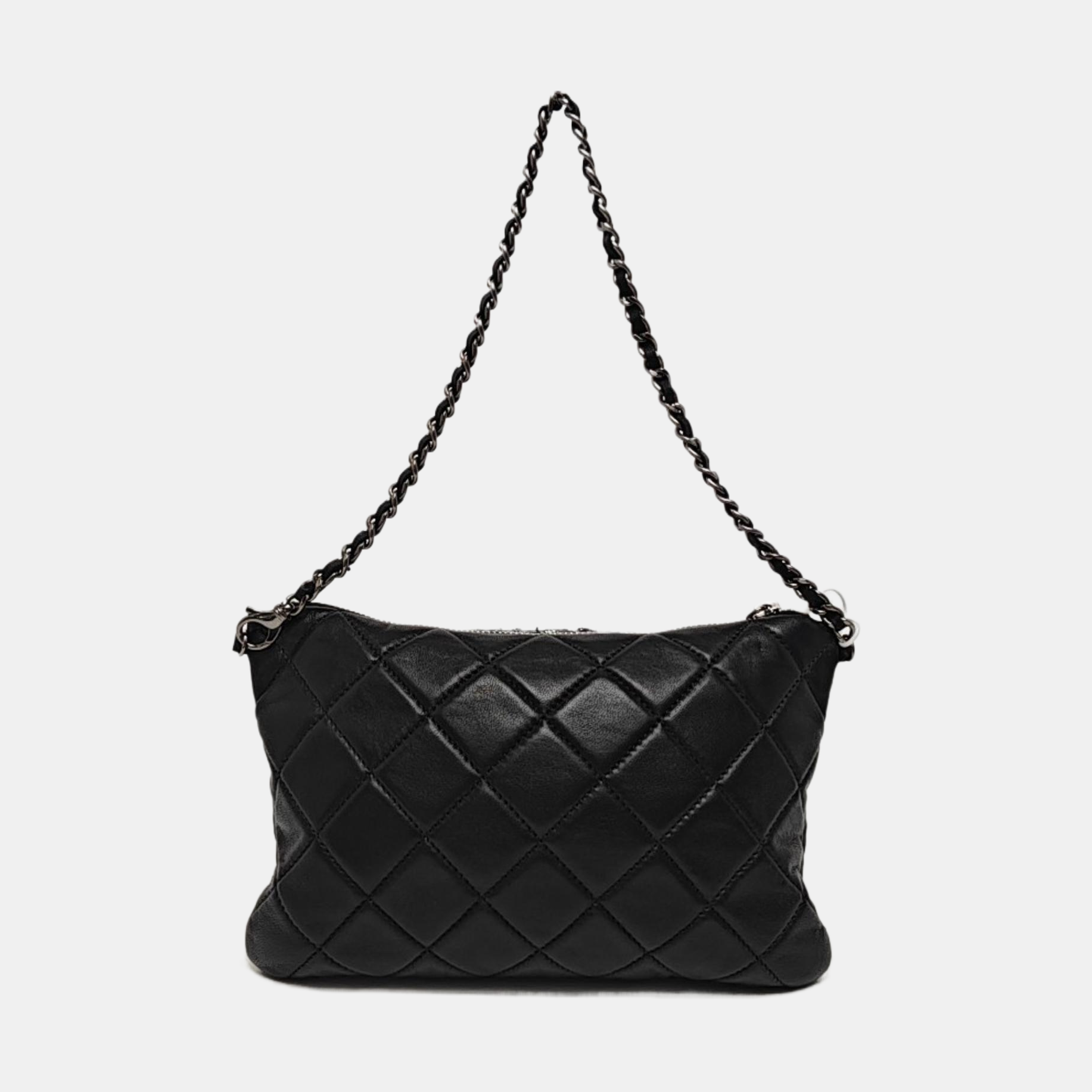 Lambskin Top Handle Bag Silver