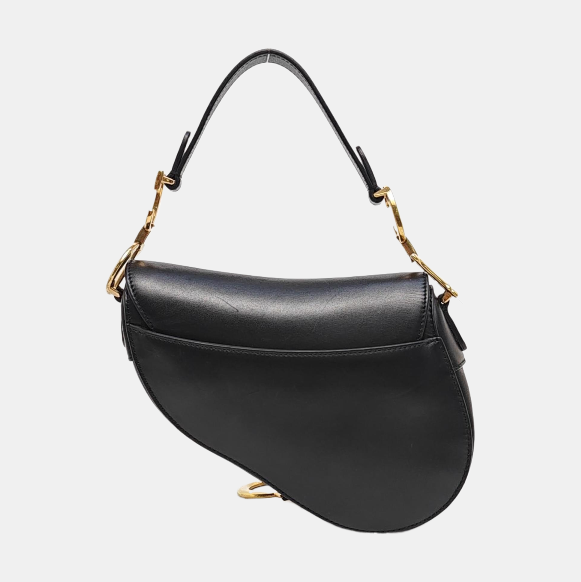 Authenticated pre-owned  Saddle Calfskin Black - Shoulder Bag at Looply