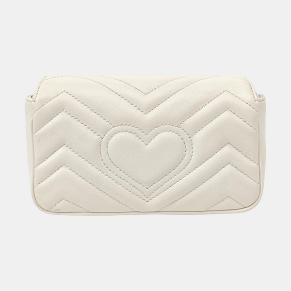 GG Marmont Mini Quilted Calfskin White