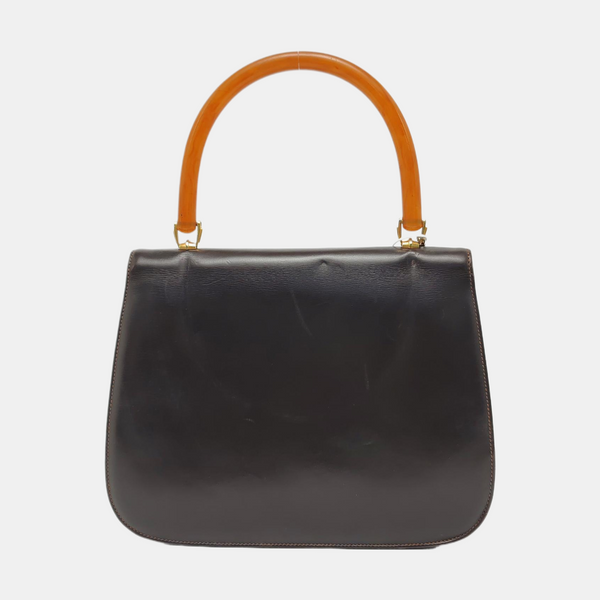 Calfskin Top Handle Bag Brown