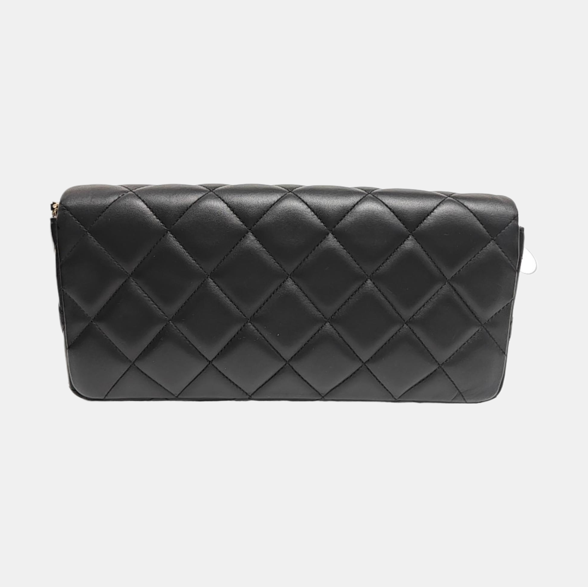 Quilted Lambskin Shoulder Bag Black
