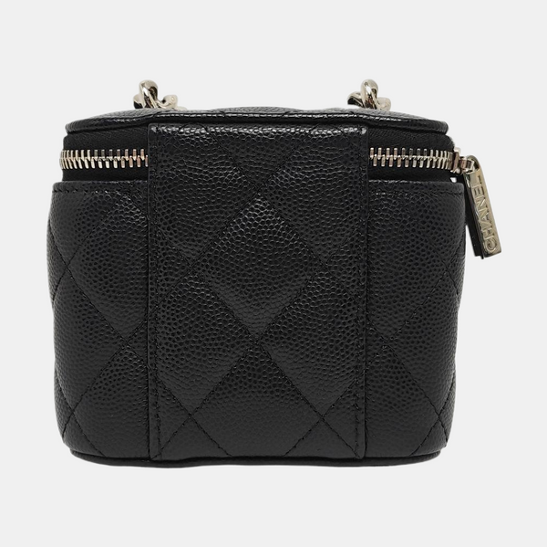 Quilted Grained Calfskin Shoulder Bag Black