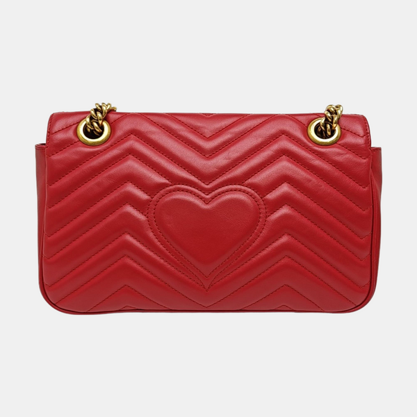 GG Marmont Medium Quilted Calfskin Red