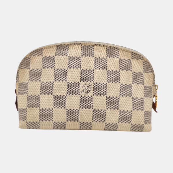 COSMETIC PM Damier Azur Coated Canvas White