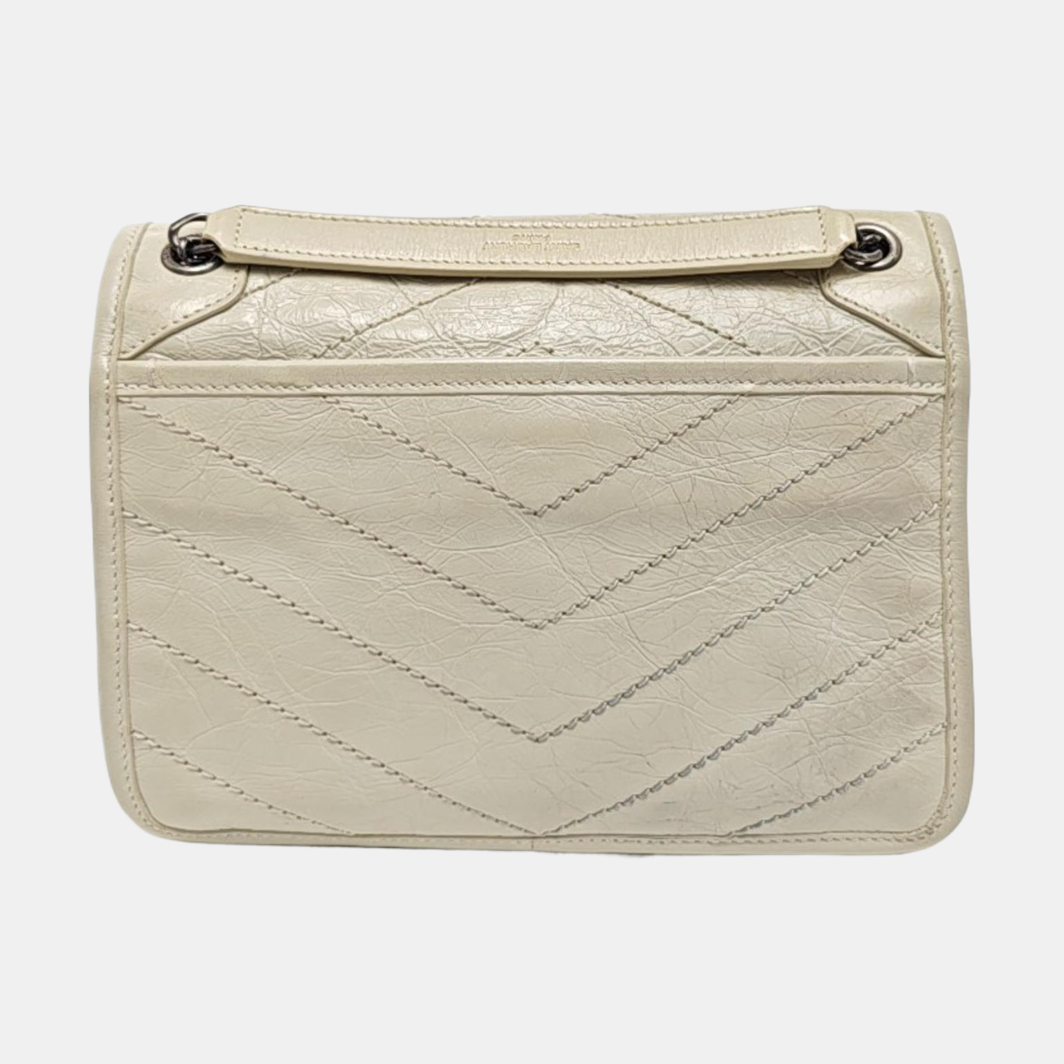 NIKI Small Chevron Calfskin White