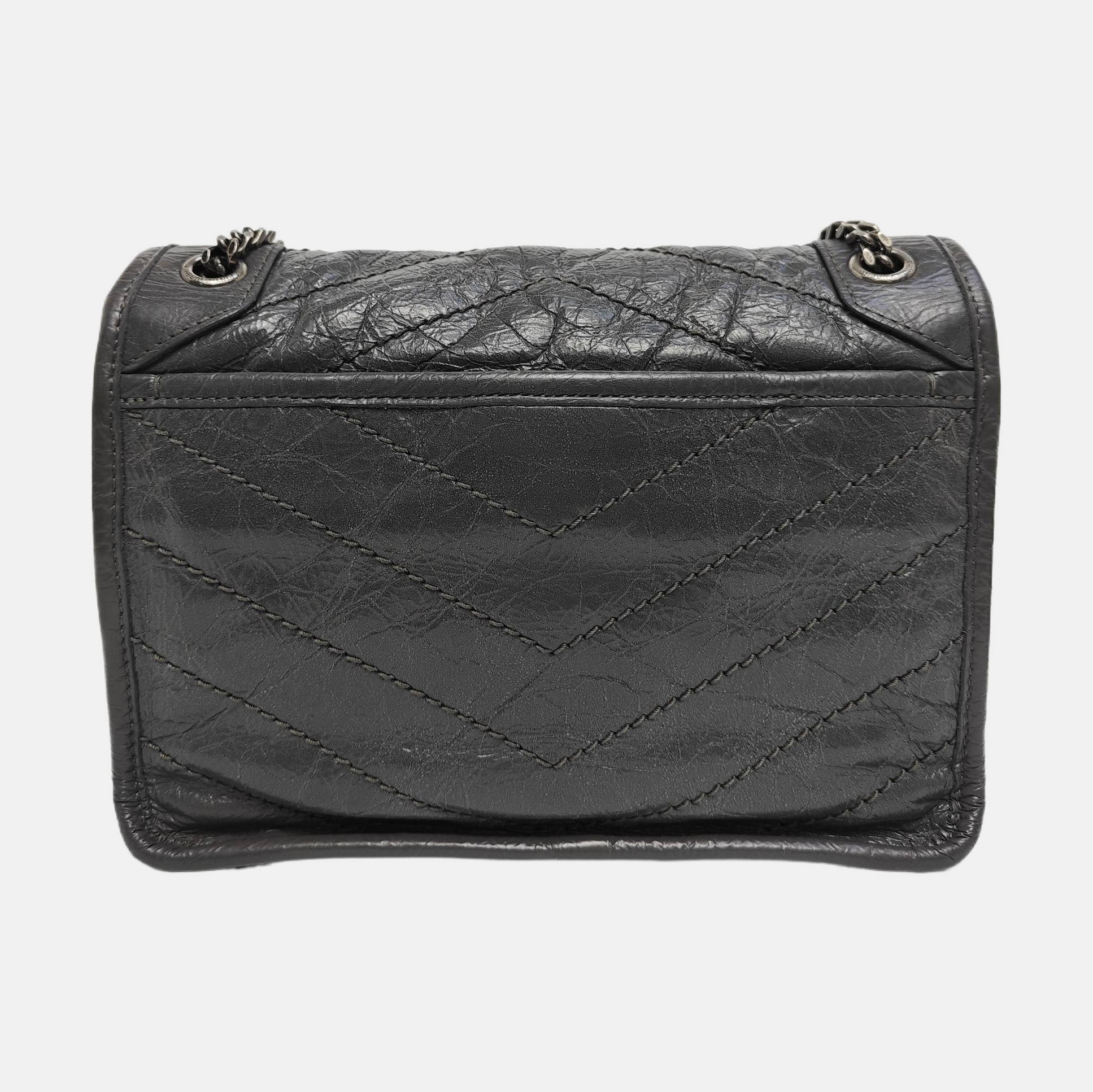 NIKI Small Chevron Calfskin Gray