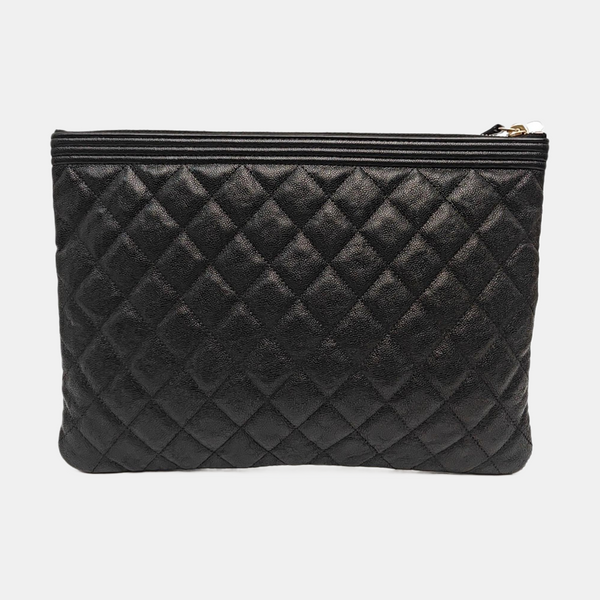 BOY CHANEL Large Quilted Grained Calfskin Black
