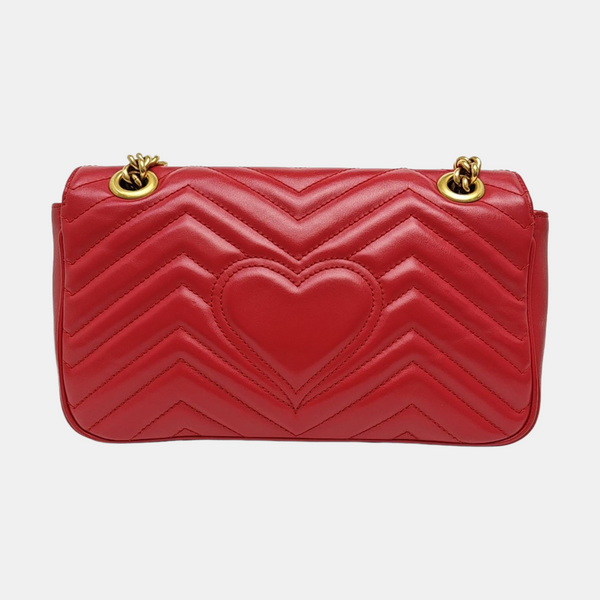 GG Marmont Medium Quilted Calfskin Red