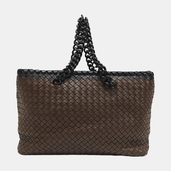 Lambskin Top Handle Bag Brown
