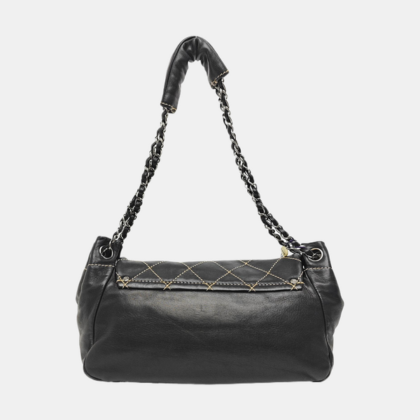 Quilted Lambskin Shoulder Bag Black