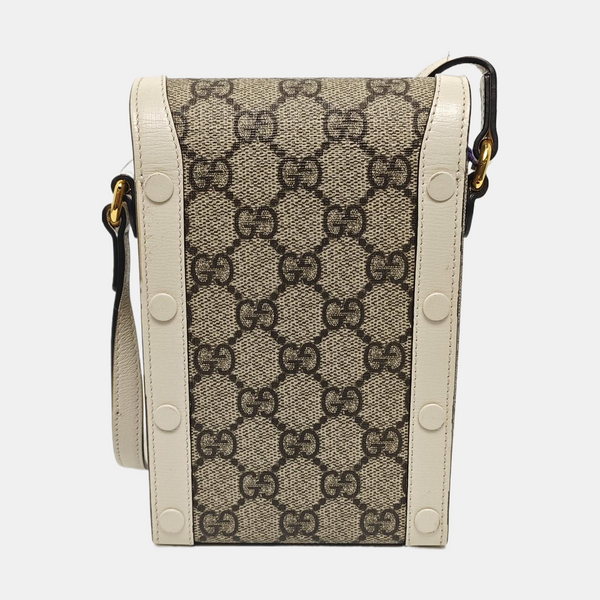 Authenticated pre-owned  Horsebit 1955 Mini Coated Canvas Beige - Shoulder Bag at Looply