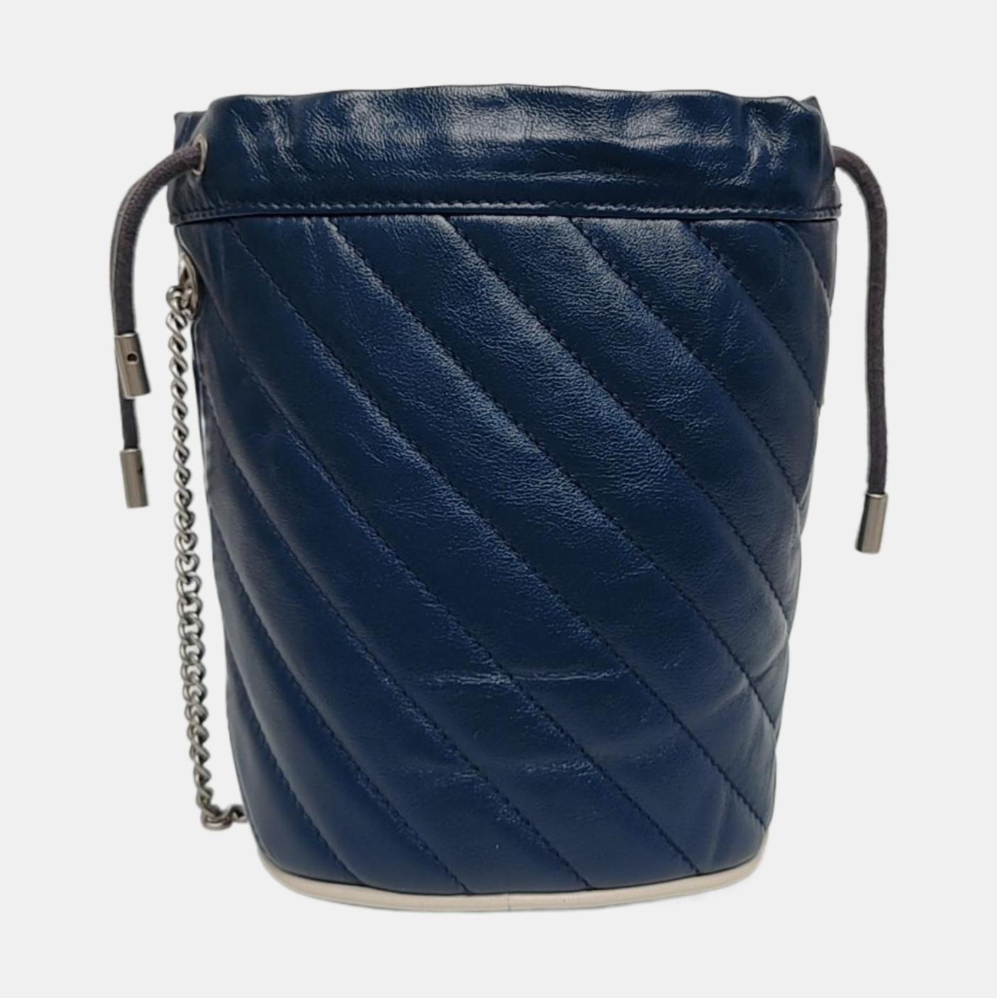 Authenticated pre-owned  GG Marmont Mini Quilted Calfskin Blue - Bucket Bag at Looply