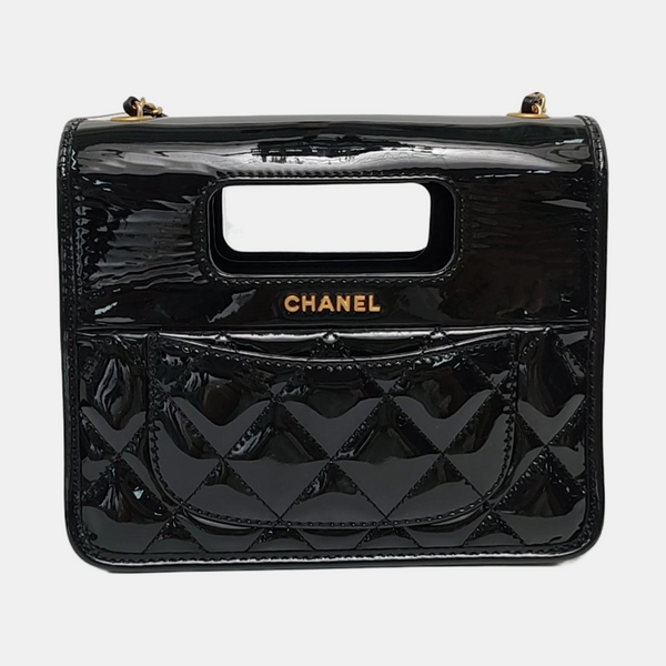 Mini Quilted Patent Leather Black