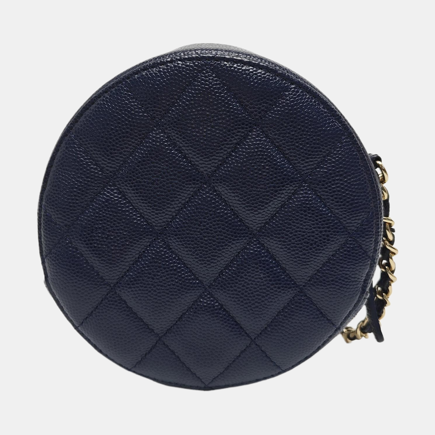 Quilted Grained Calfskin Shoulder Bag Blue