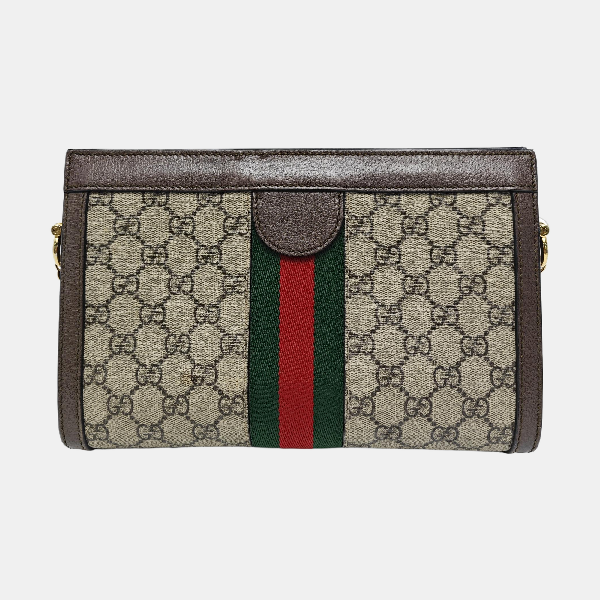 Ophidia Small Monogram Coated Canvas Beige