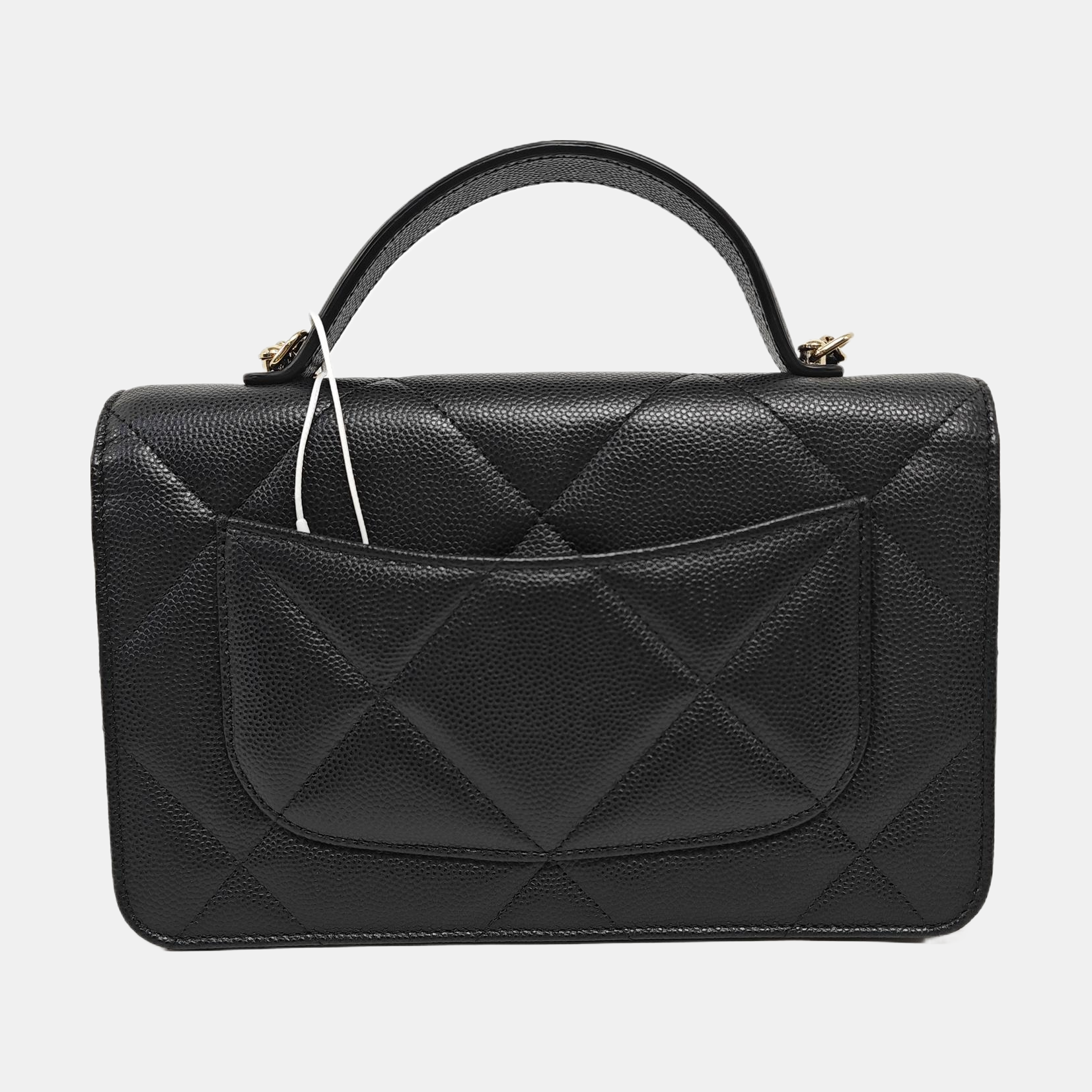 Quilted Grained Calfskin Shoulder Bag Black