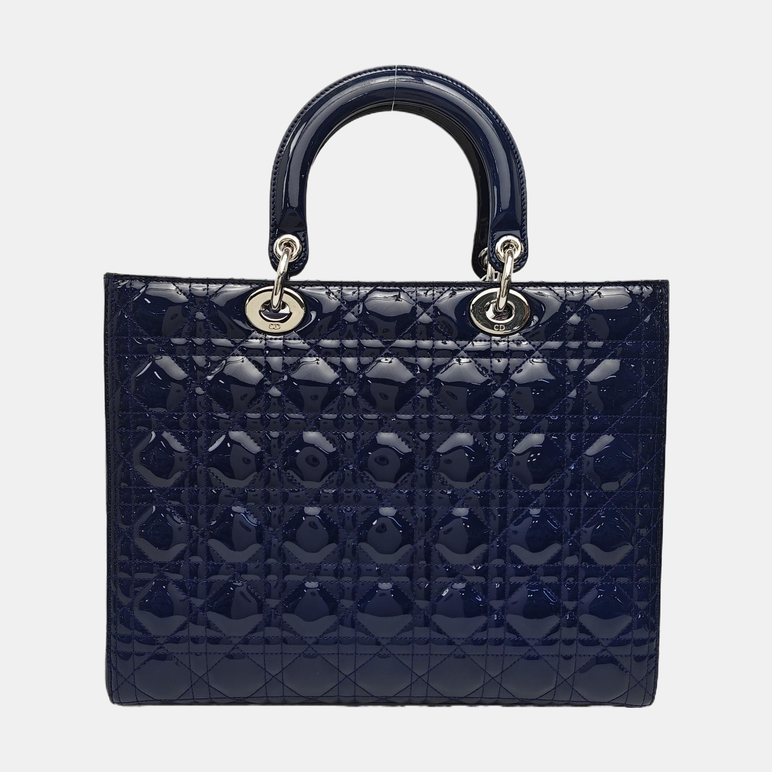 Lady Dior Large Cannage Patent Leather Blue