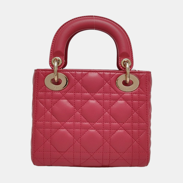 Lady Dior Mini Cannage Lambskin Red