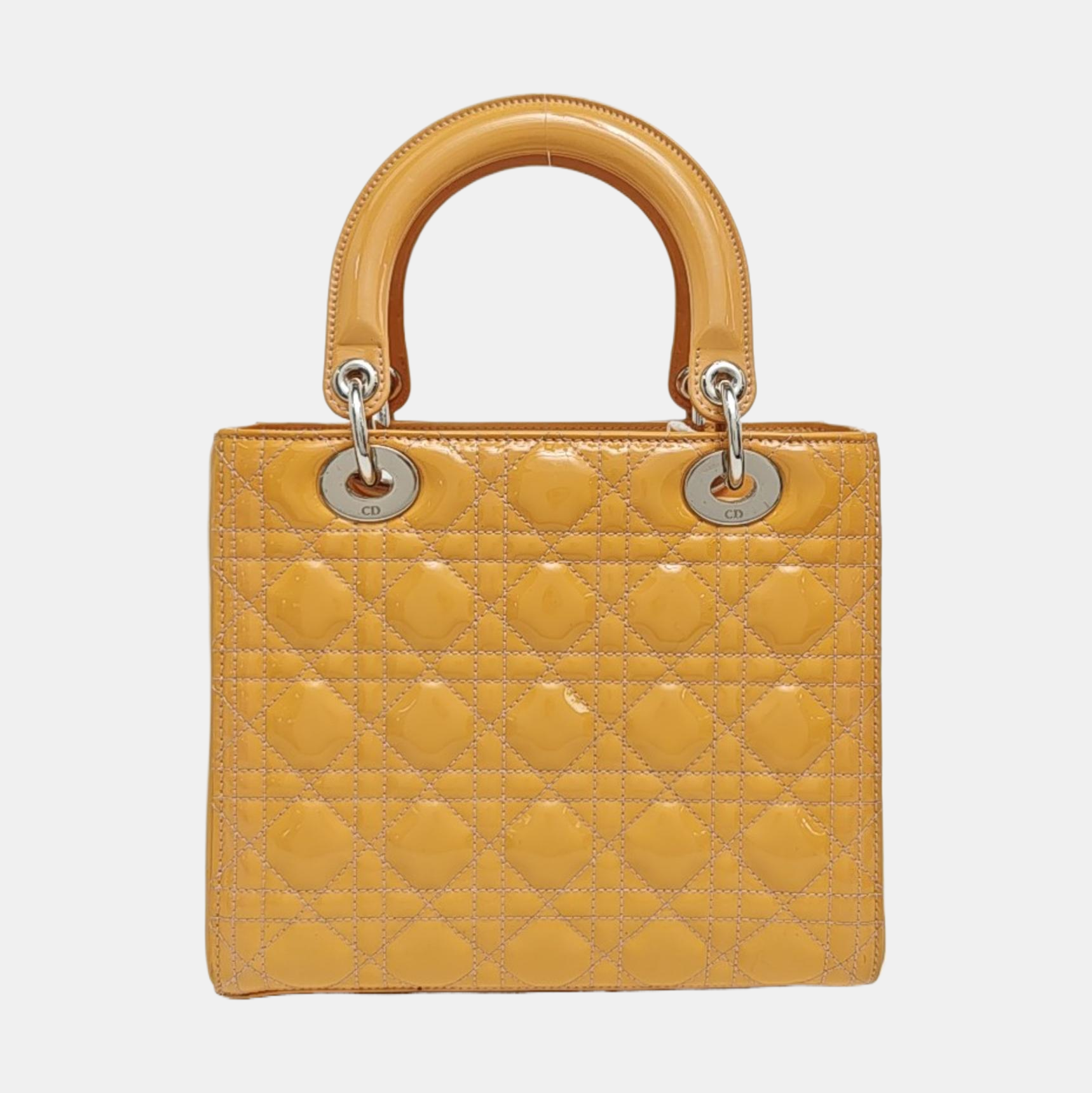 Lady Dior Medium Cannage Patent Leather Yellow