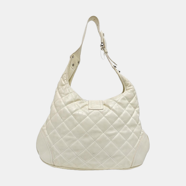 Quilted Calfskin Tote Bag White