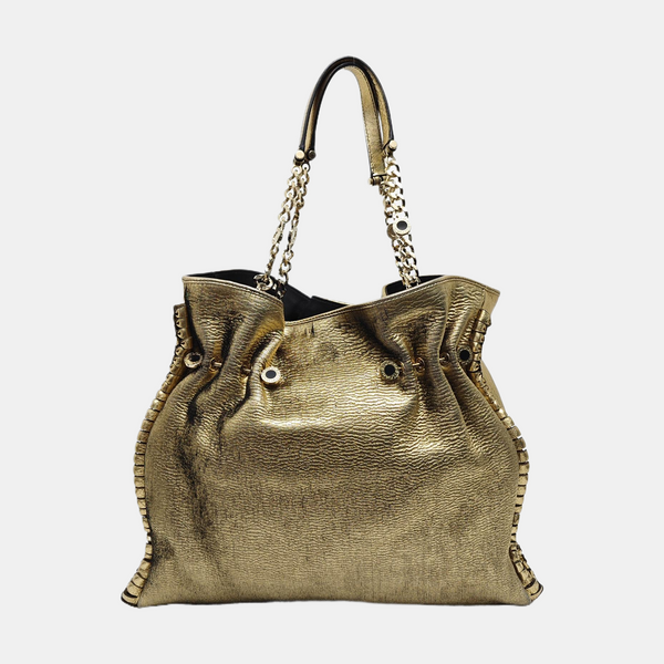 Fabric Top Handle Bag Gold