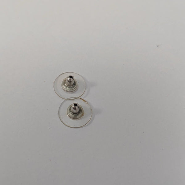 CC Logo Metal Gray Stud Earrings