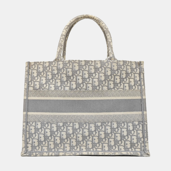 Book Tote Medium Oblique Canvas White