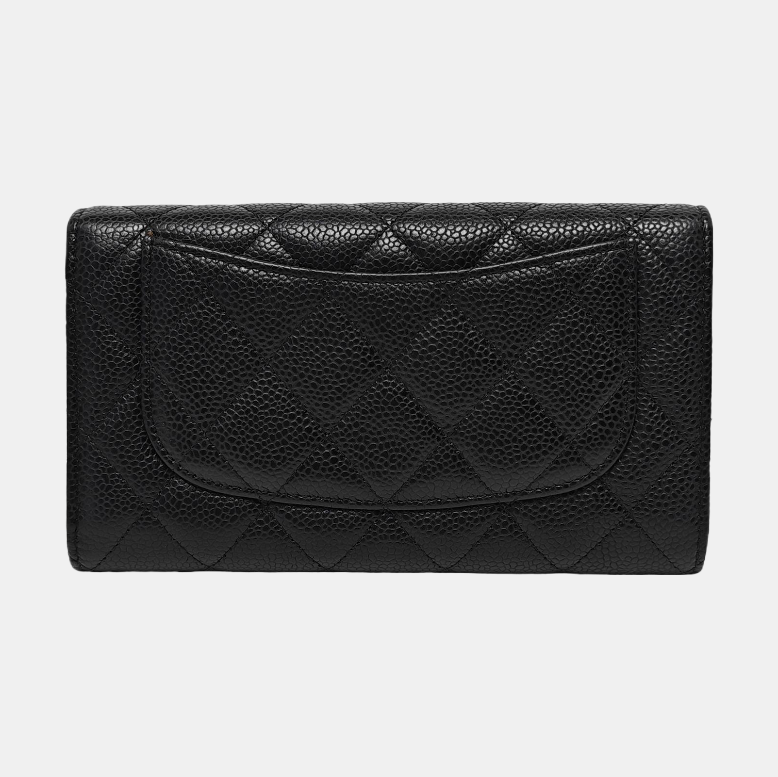 Quilted Grained Calfskin Wallet Black