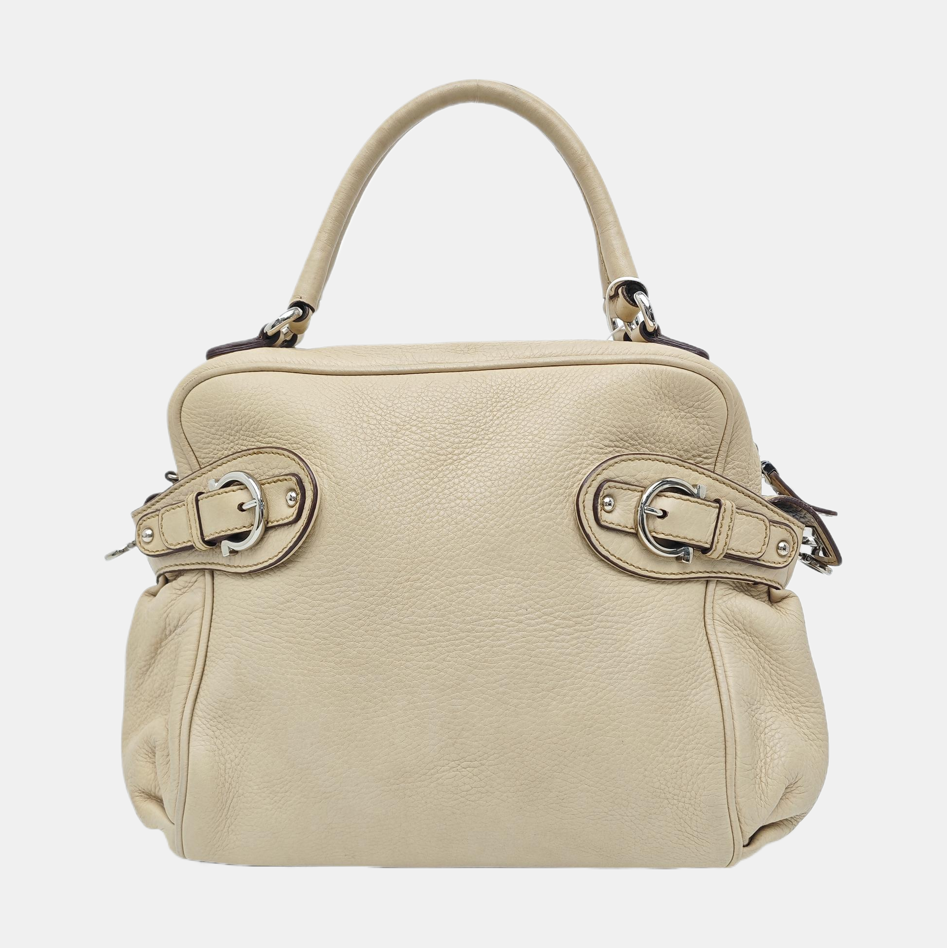 Calfskin Top Handle Bag Beige