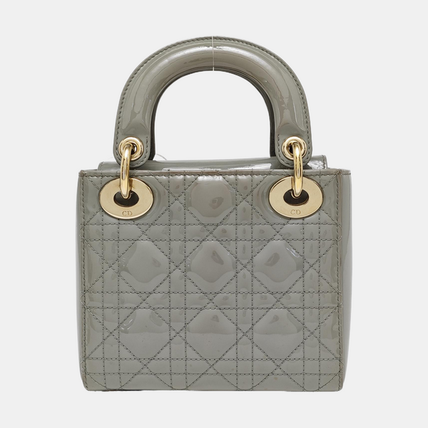Lady Dior Mini Cannage Patent Leather Green
