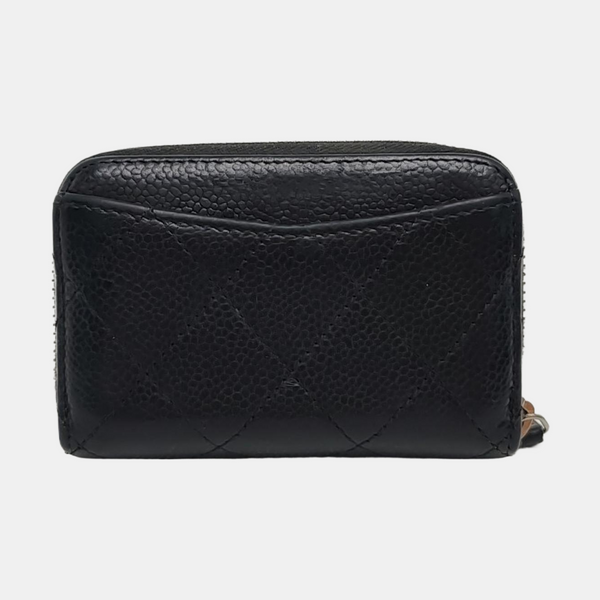 Quilted Grained Calfskin Wallet Black