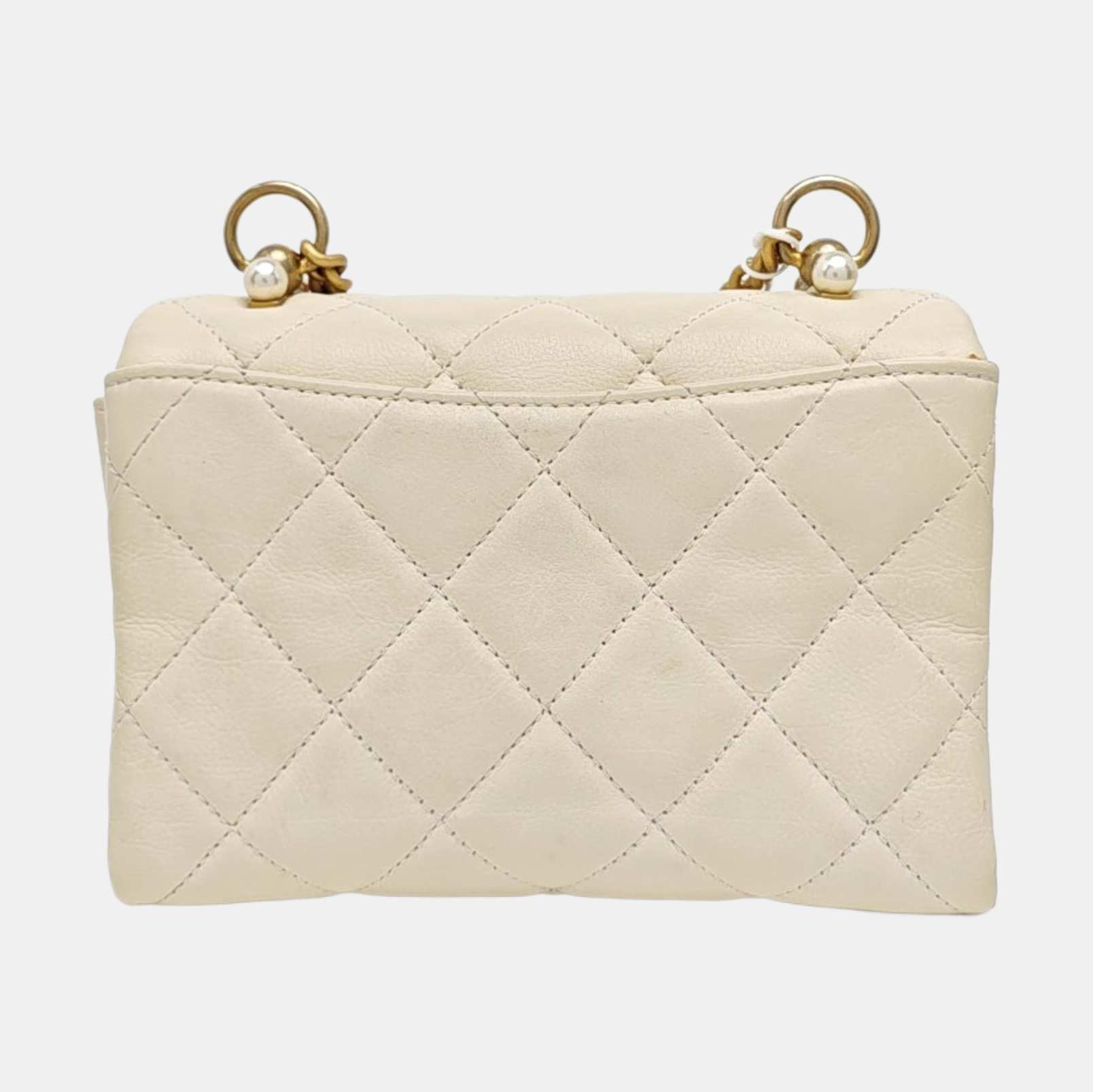 Quilted Calfskin Shoulder Bag White